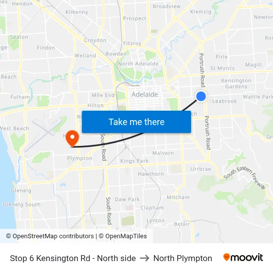 Stop 6 Kensington Rd - North side to North Plympton map