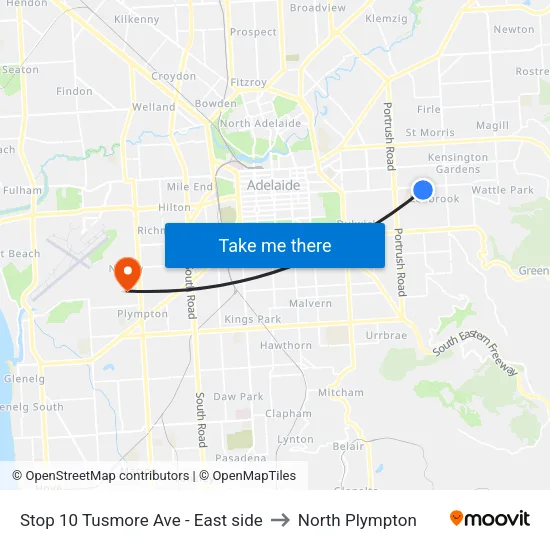 Stop 10 Tusmore Ave - East side to North Plympton map