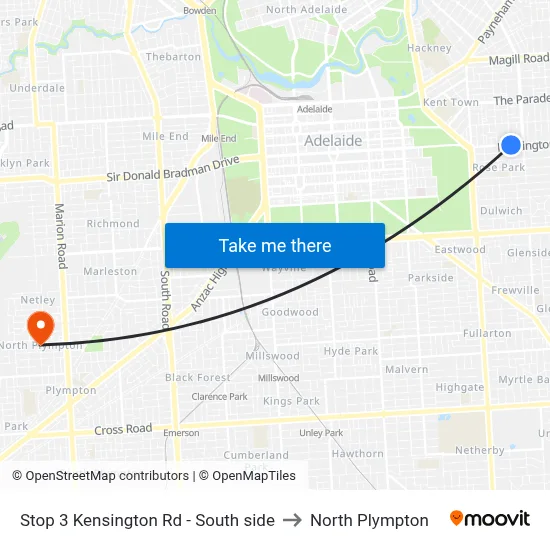Stop 3 Kensington Rd - South side to North Plympton map