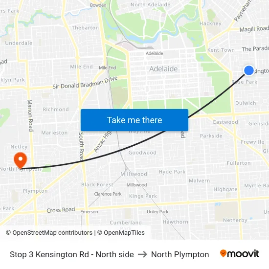 Stop 3 Kensington Rd - North side to North Plympton map