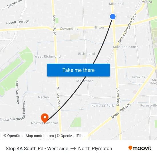 Stop 4A South Rd - West side to North Plympton map