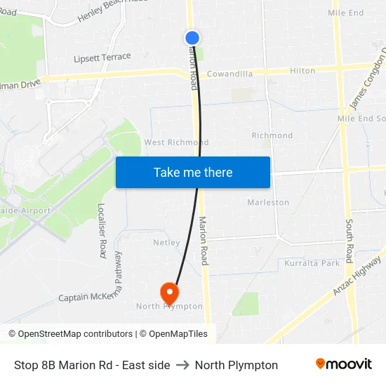 Stop 8B Marion Rd - East side to North Plympton map