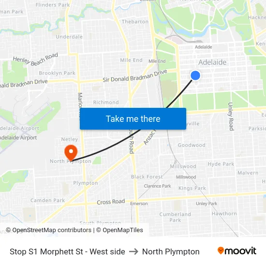 Stop S1 Morphett St - West side to North Plympton map