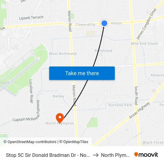 Stop 5C Sir Donald Bradman Dr - North side to North Plympton map
