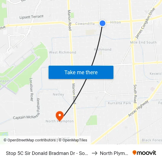 Stop 5C Sir Donald Bradman Dr - South side to North Plympton map