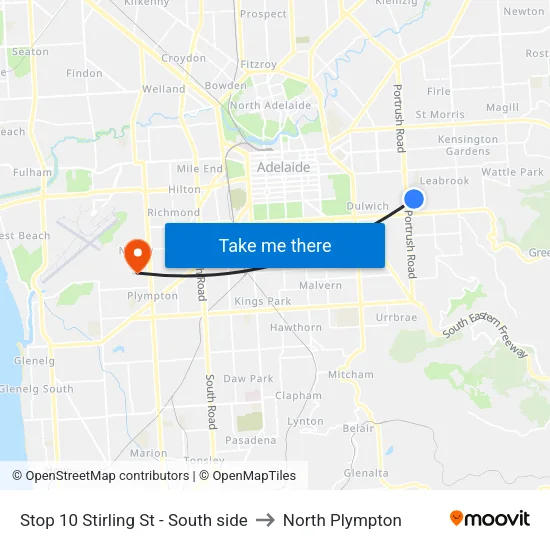 Stop 10 Stirling St - South side to North Plympton map