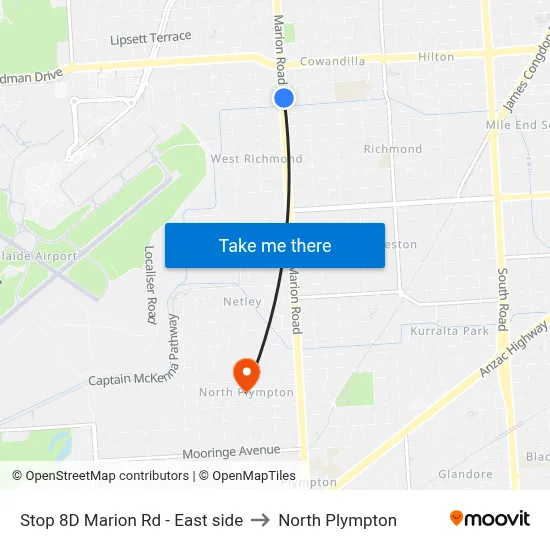 Stop 8D Marion Rd - East side to North Plympton map