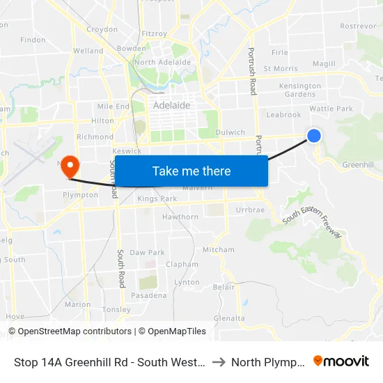 Stop 14A Greenhill Rd - South West side to North Plympton map
