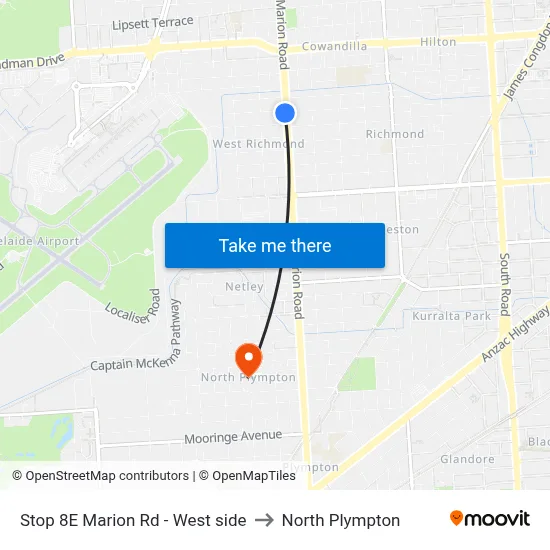 Stop 8E Marion Rd - West side to North Plympton map