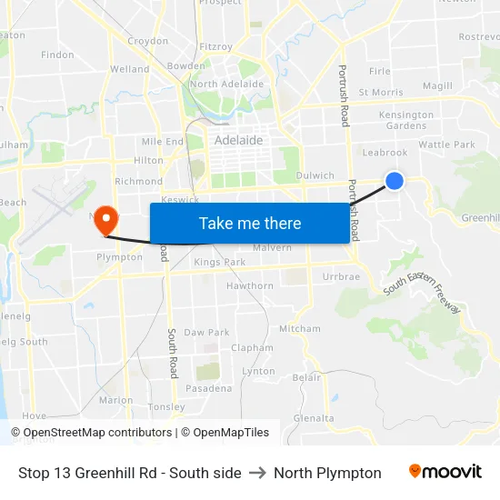 Stop 13 Greenhill Rd - South side to North Plympton map