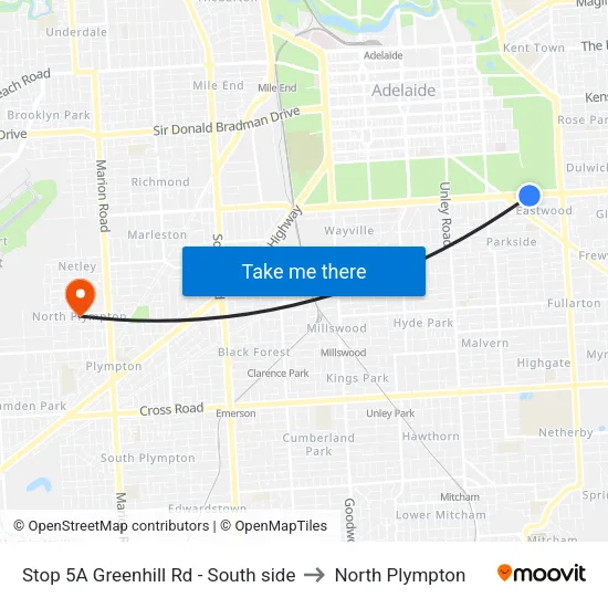 Stop 5A Greenhill Rd - South side to North Plympton map