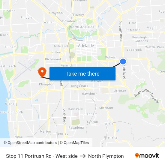 Stop 11 Portrush Rd - West side to North Plympton map