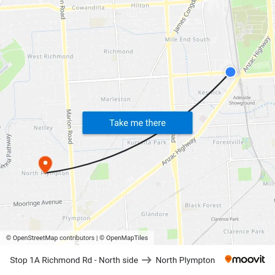 Stop 1A Richmond Rd - North side to North Plympton map