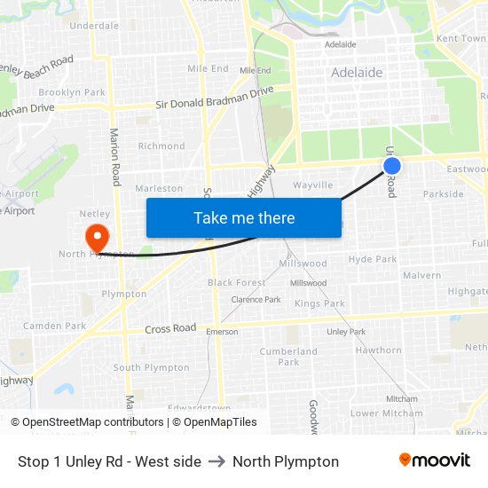 Stop 1 Unley Rd - West side to North Plympton map