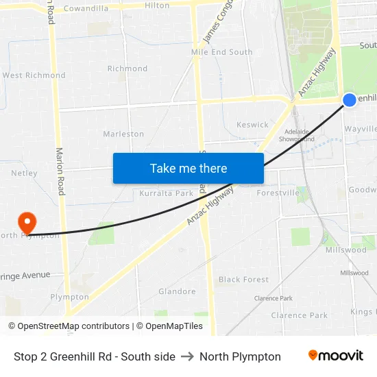 Stop 2 Greenhill Rd - South side to North Plympton map