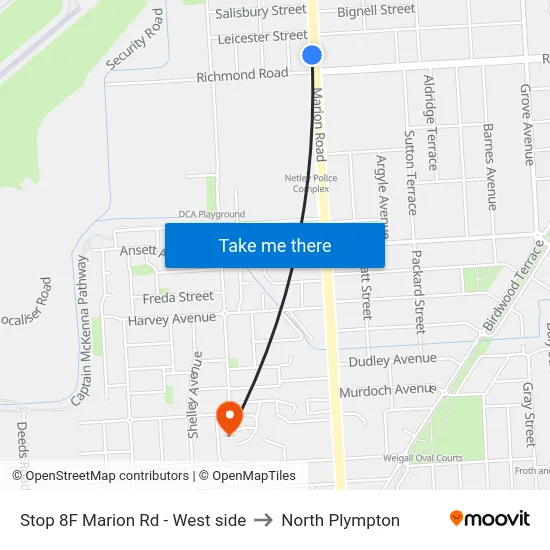 Stop 8F Marion Rd - West side to North Plympton map