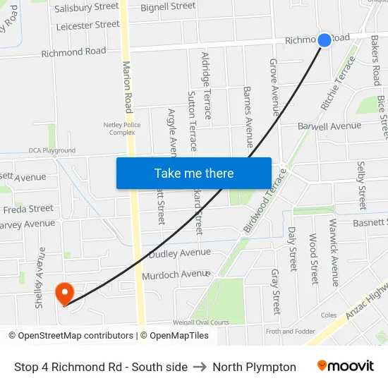 Stop 4 Richmond Rd - South side to North Plympton map