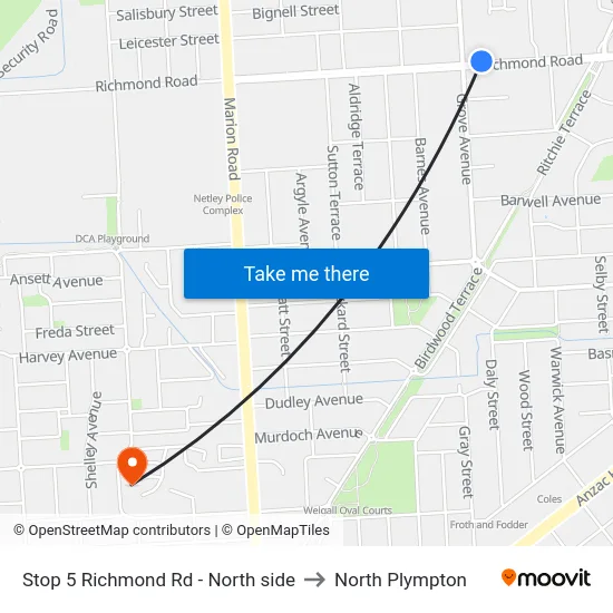 Stop 5 Richmond Rd - North side to North Plympton map