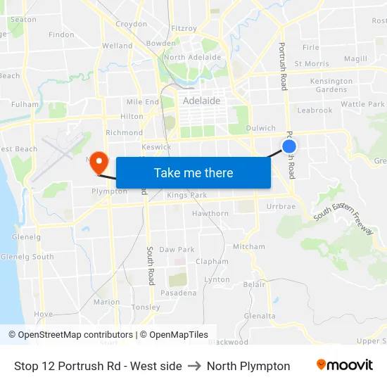 Stop 12 Portrush Rd - West side to North Plympton map