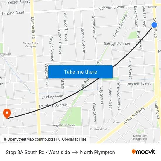 Stop 3A South Rd - West side to North Plympton map