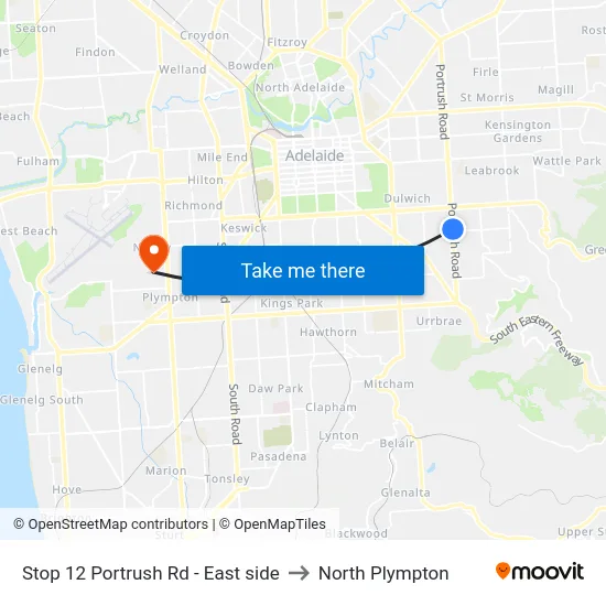 Stop 12 Portrush Rd - East side to North Plympton map