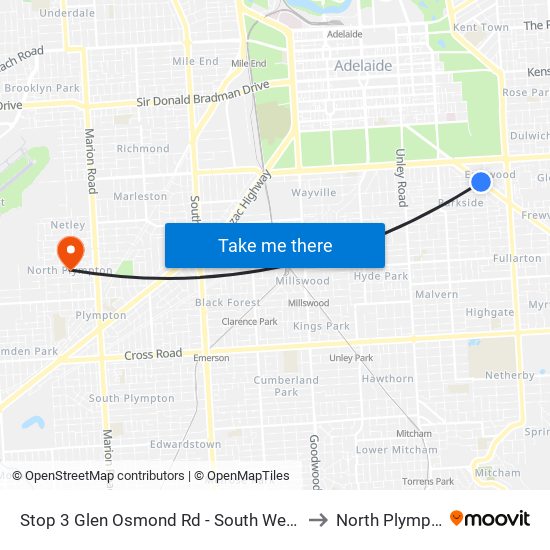 Stop 3 Glen Osmond Rd - South West side to North Plympton map