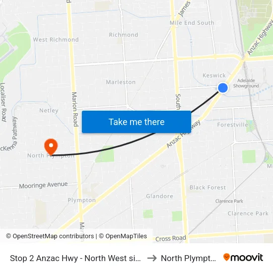 Stop 2 Anzac Hwy - North West side to North Plympton map