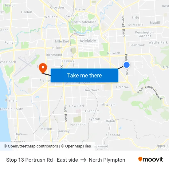 Stop 13 Portrush Rd - East side to North Plympton map