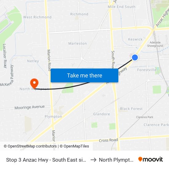 Stop 3 Anzac Hwy - South East side to North Plympton map