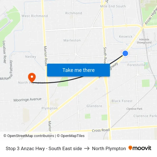 Stop 3 Anzac Hwy - South East side to North Plympton map