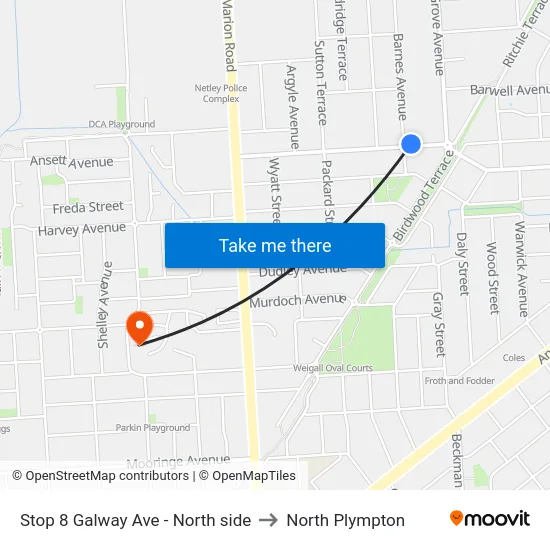 Stop 8 Galway Ave - North side to North Plympton map
