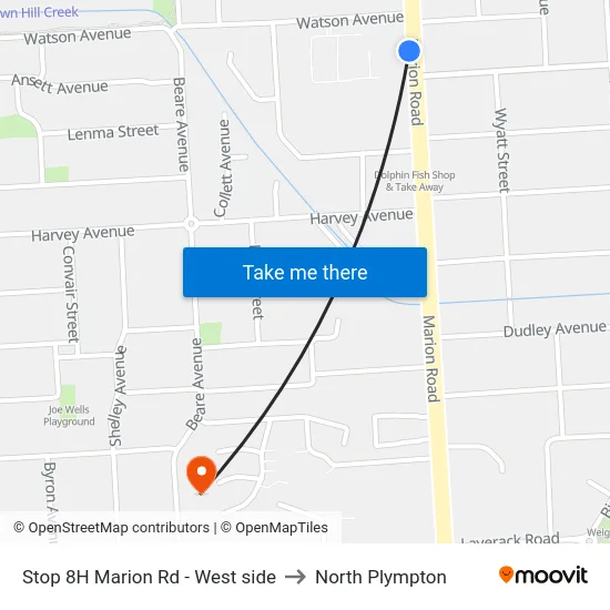 Stop 8H Marion Rd - West side to North Plympton map