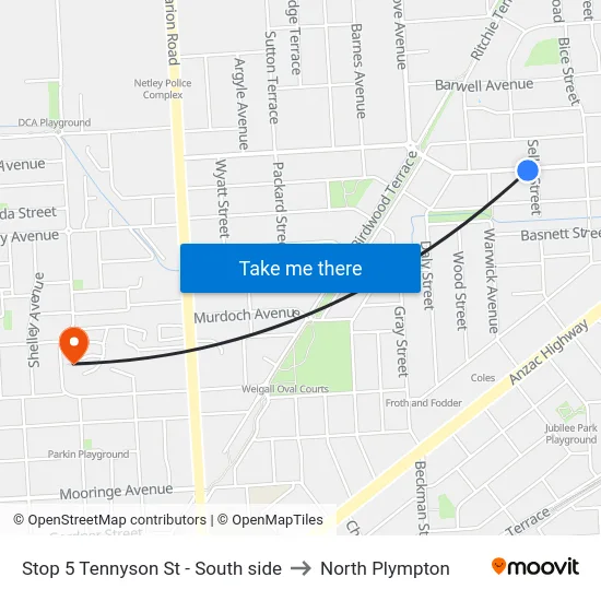 Stop 5 Tennyson St - South side to North Plympton map