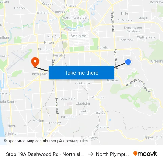 Stop 19A Dashwood Rd - North side to North Plympton map