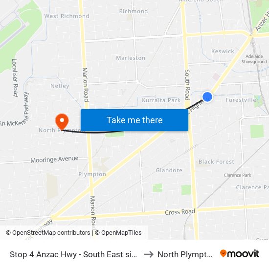 Stop 4 Anzac Hwy - South East side to North Plympton map