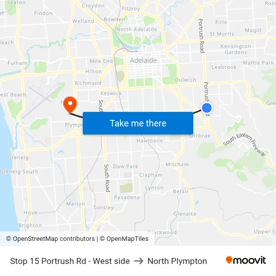 Stop 15 Portrush Rd - West side to North Plympton map