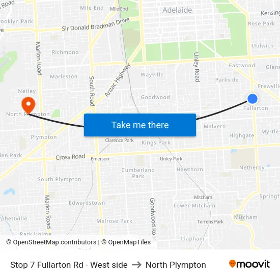 Stop 7 Fullarton Rd - West side to North Plympton map