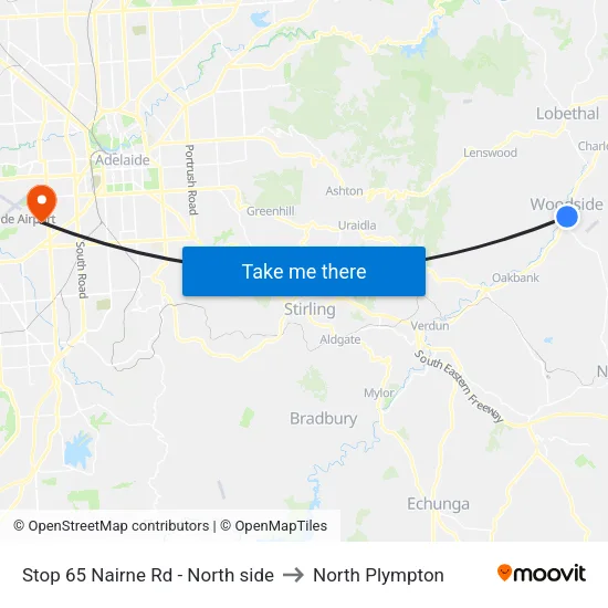 Stop 65 Nairne Rd - North side to North Plympton map