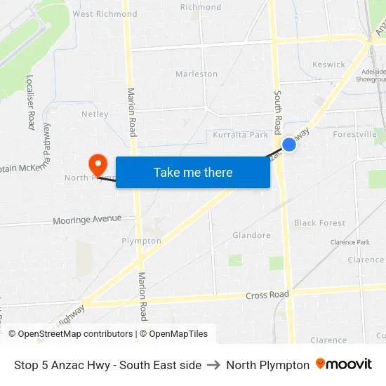 Stop 5 Anzac Hwy - South East side to North Plympton map