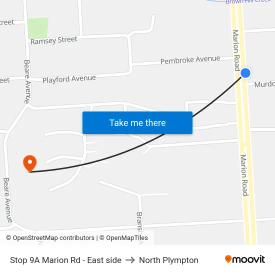 Stop 9A Marion Rd - East side to North Plympton map