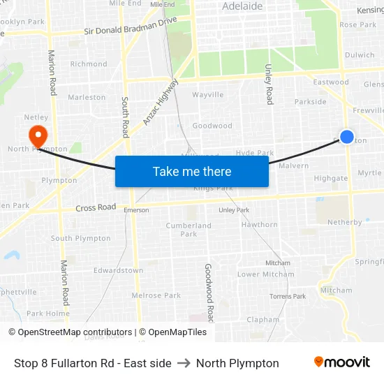 Stop 8 Fullarton Rd - East side to North Plympton map