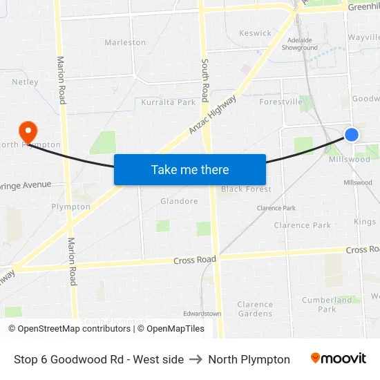 Stop 6 Goodwood Rd - West side to North Plympton map