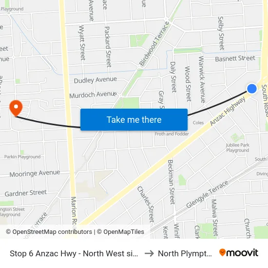 Stop 6 Anzac Hwy - North West side to North Plympton map