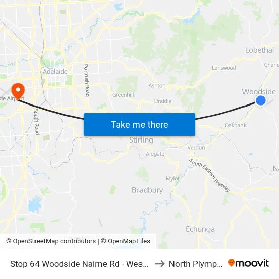 Stop 64 Woodside Nairne Rd - West side to North Plympton map