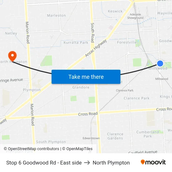 Stop 6 Goodwood Rd - East side to North Plympton map