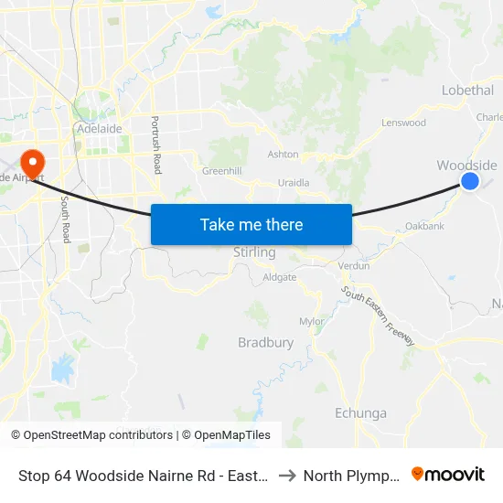 Stop 64 Woodside Nairne Rd - East side to North Plympton map
