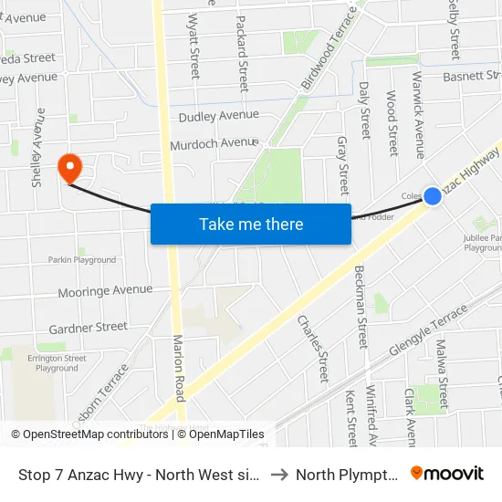 Stop 7 Anzac Hwy - North West side to North Plympton map