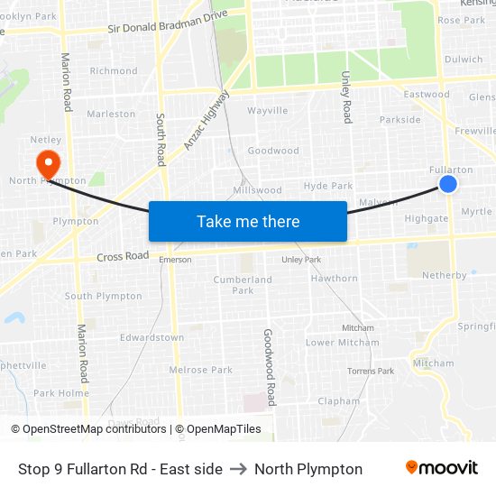 Stop 9 Fullarton Rd - East side to North Plympton map
