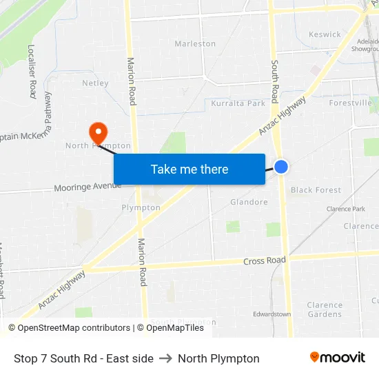 Stop 7 South Rd - East side to North Plympton map