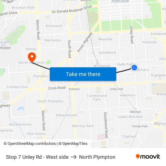 Stop 7 Unley Rd - West side to North Plympton map